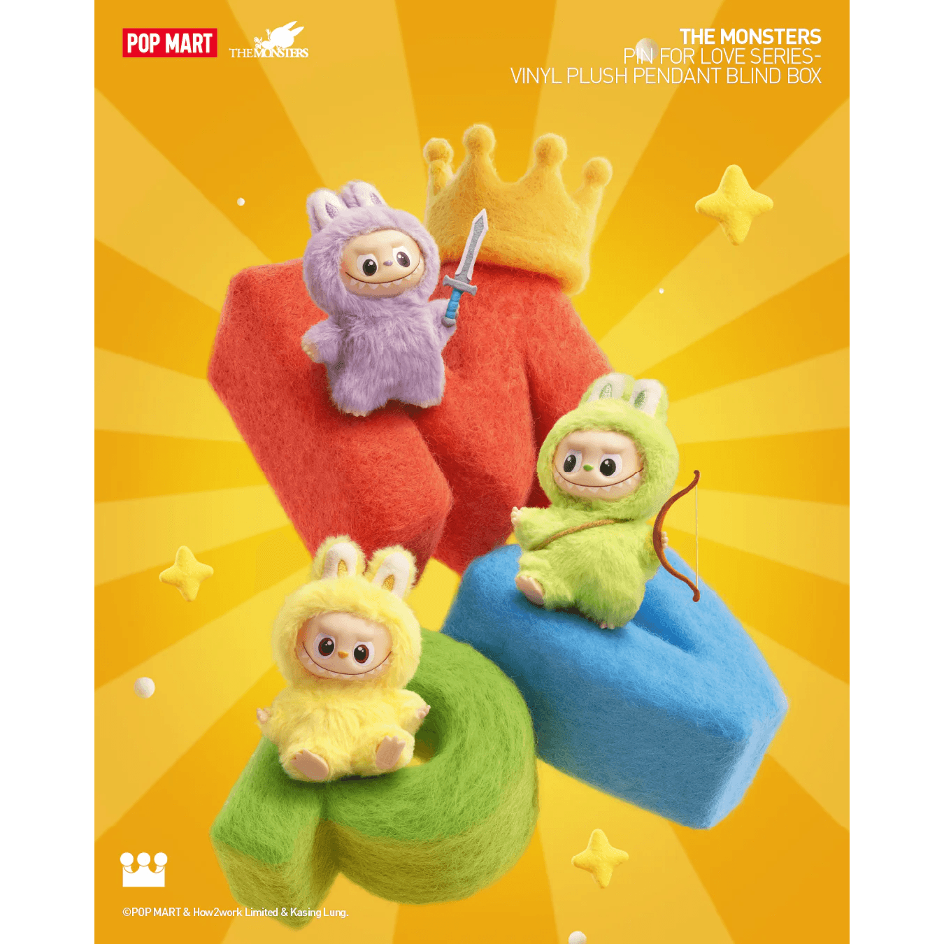THE MONSTERS Pin for Love Series Vinyl Plush Pendant (N-Z)